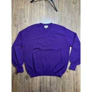 Vintage Andean Men's Size Large 100% Alpaca Purple Pullover Sweater Crew Neck